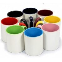 Caneca Cerâmica Branca Com Interior Colorido